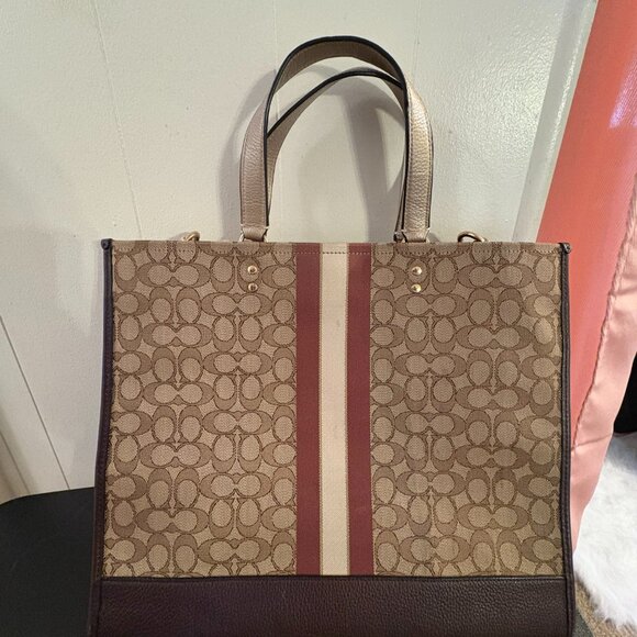 Coach Dempsey Tote 40 in Signature Jacquard with Stripe and Coach Patch - Picture 3 of 7